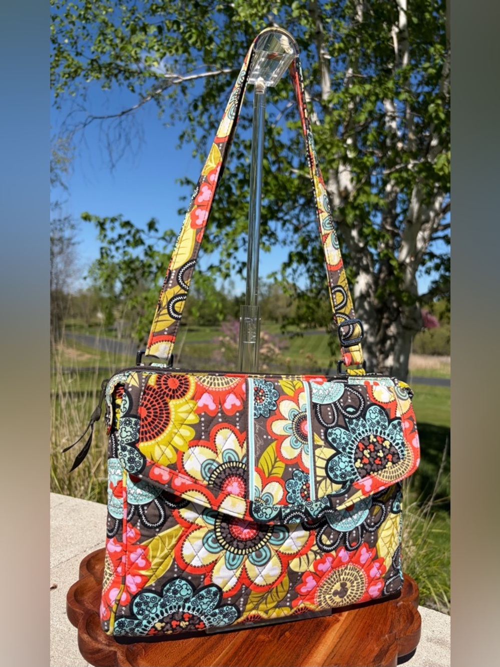 Disney Parks Vera Bradley Tablet Hipster Crossbody “Mickey’s Perfect Petals” EUC